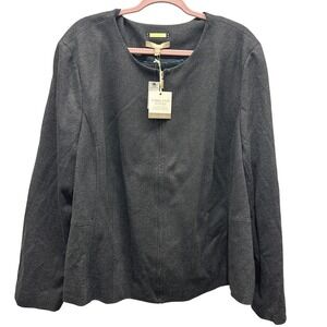 Talbots Women's Blazer Jacket Knit Italian Fabric Gray Size 24W Plus Career Zip